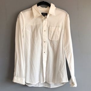 A.P.C White Oxford Burton Down Shirt S